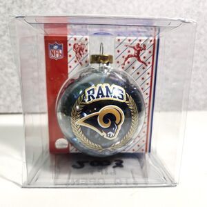Vtg. Los Angeles Rams Christmas Ornament Football NFL 2003 Glass In Box